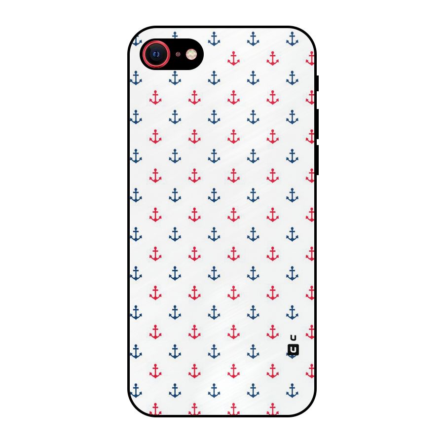 Minimal Anchor Pattern Metal Back Case for iPhone SE 2020