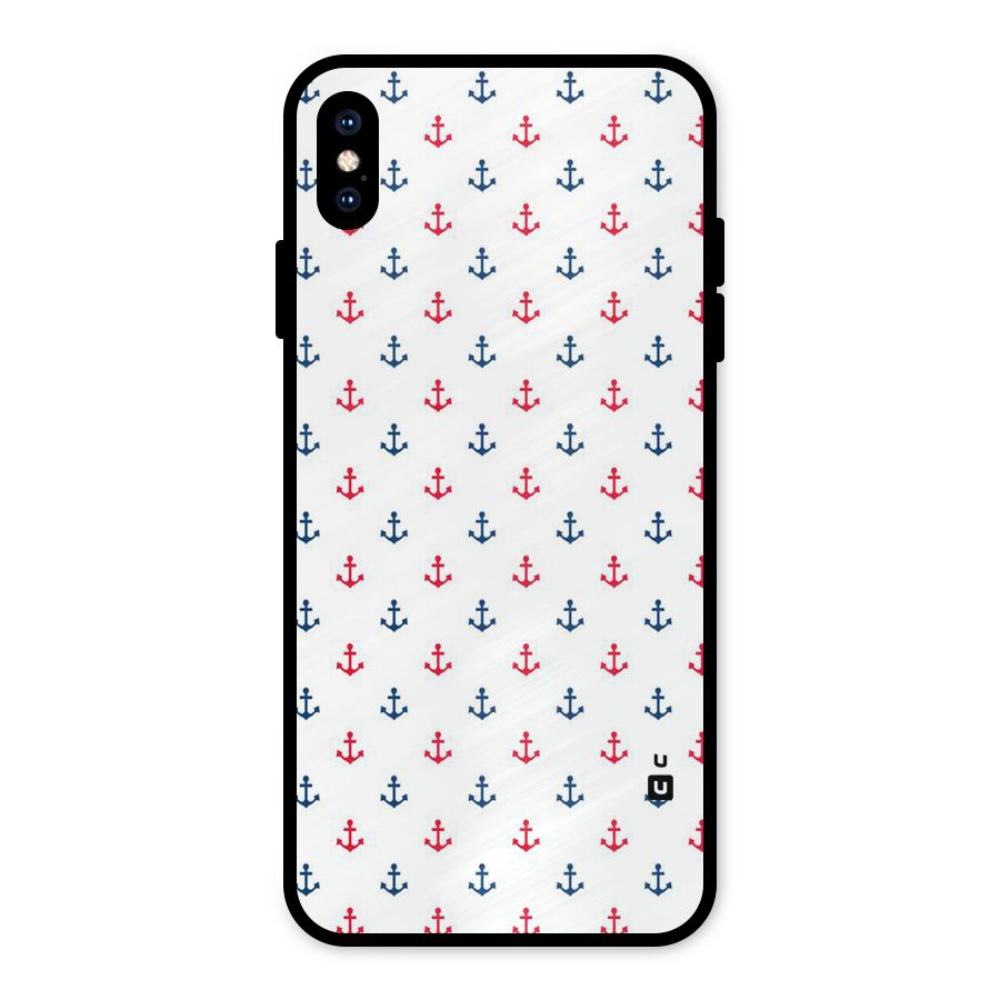Minimal Anchor Pattern Metal Back Case for iPhone XS Max