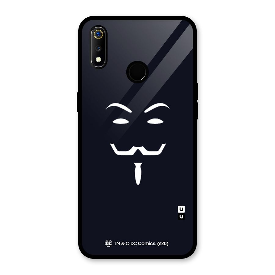 Minimal Anonymous Mask Glass Back Case for Realme 3i