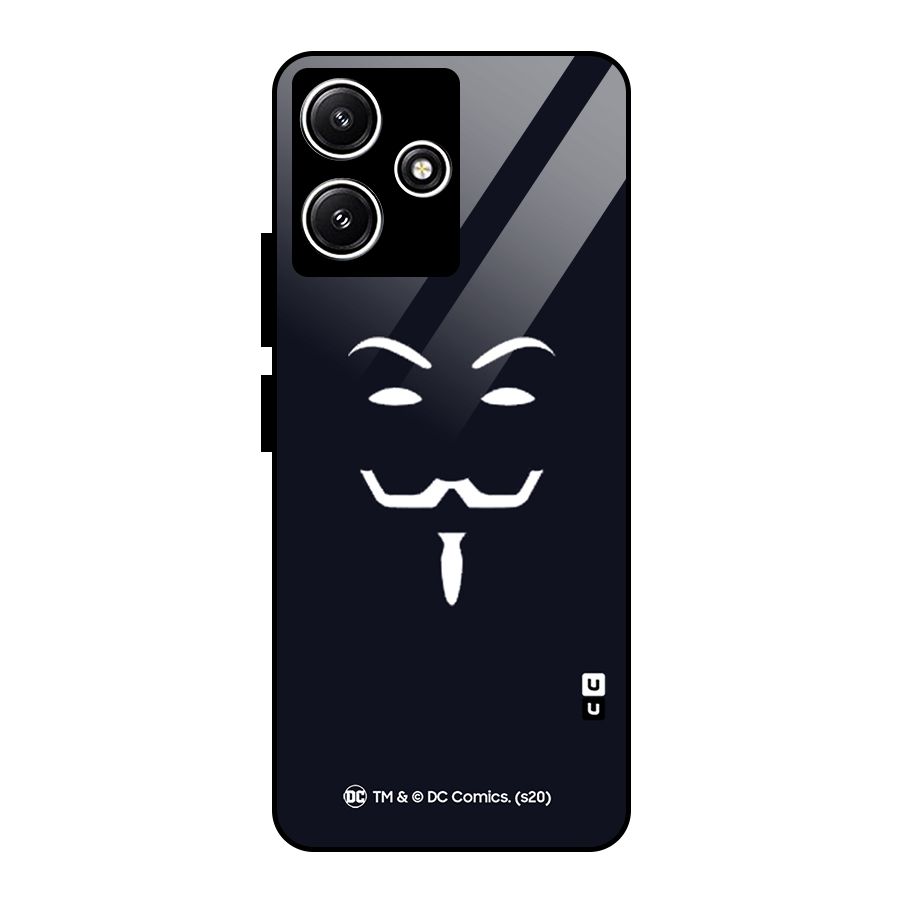 Minimal Anonymous Mask Glass Back Case for Redmi 12 5G