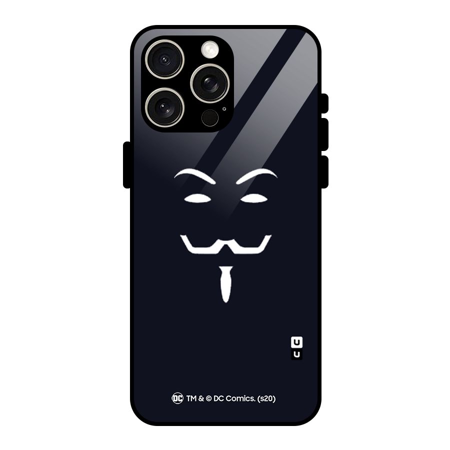 Minimal Anonymous Mask Glass Back Case for iPhone 15 Pro Max