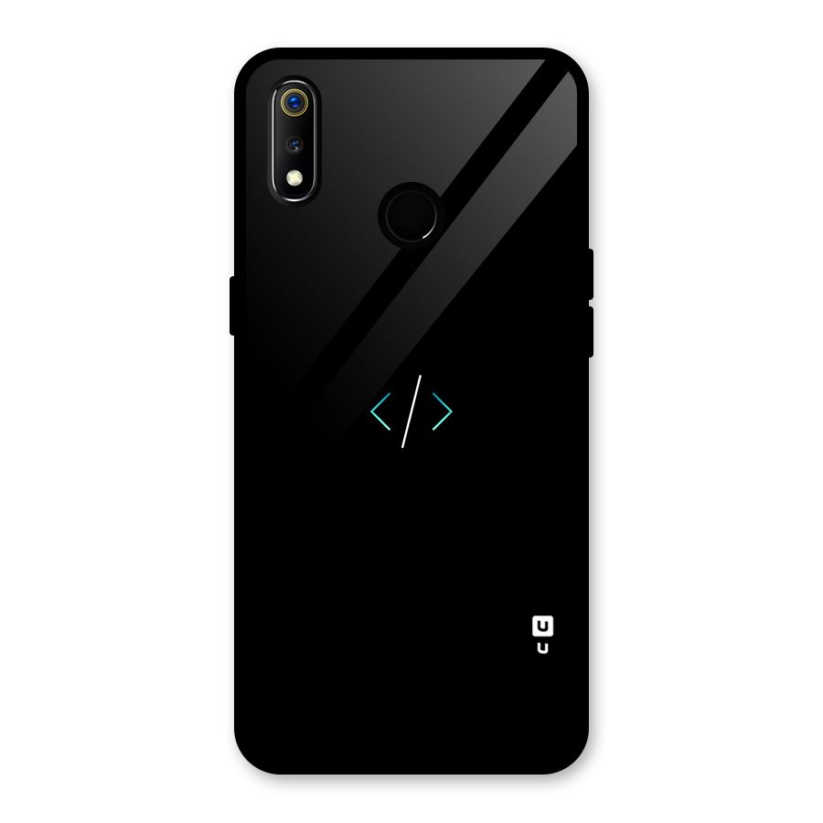 Minimal Dark Coding Glass Back Case for Realme 3i