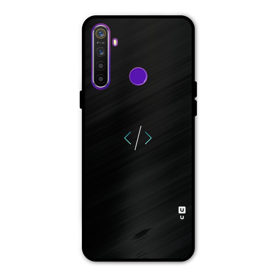 Minimal Dark Coding Glass Back Case for Realme 5s