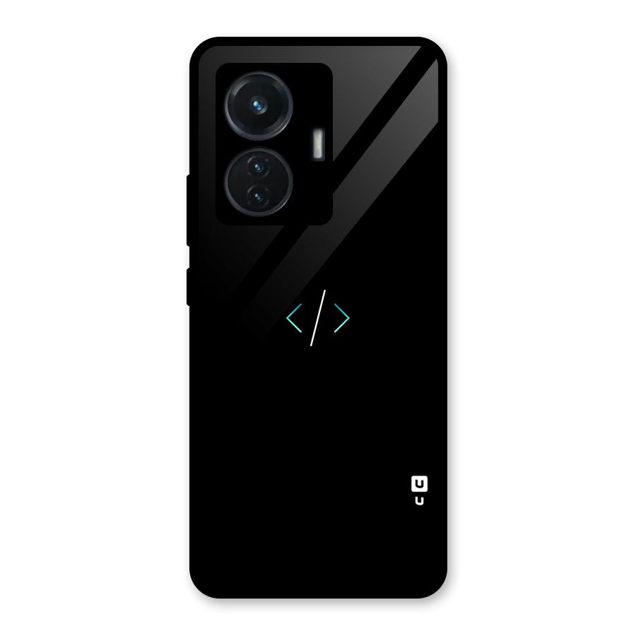 Minimal Dark Coding Glass Back Case for Vivo T1 44W