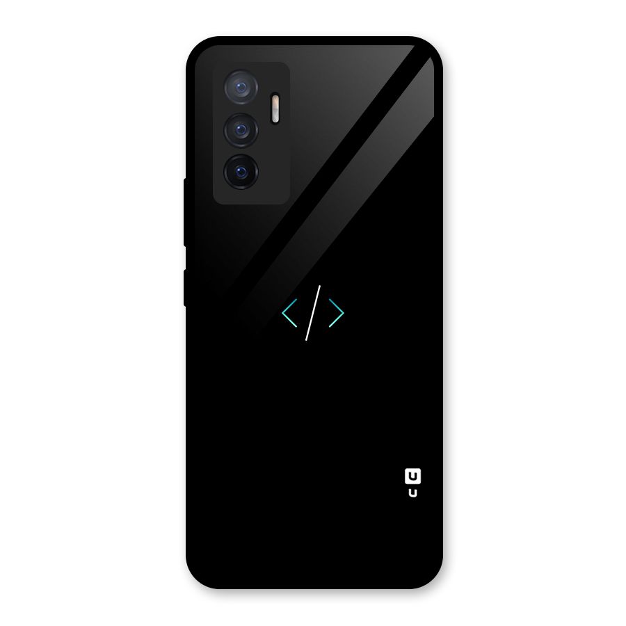 Minimal Dark Coding Glass Back Case for Vivo V23e