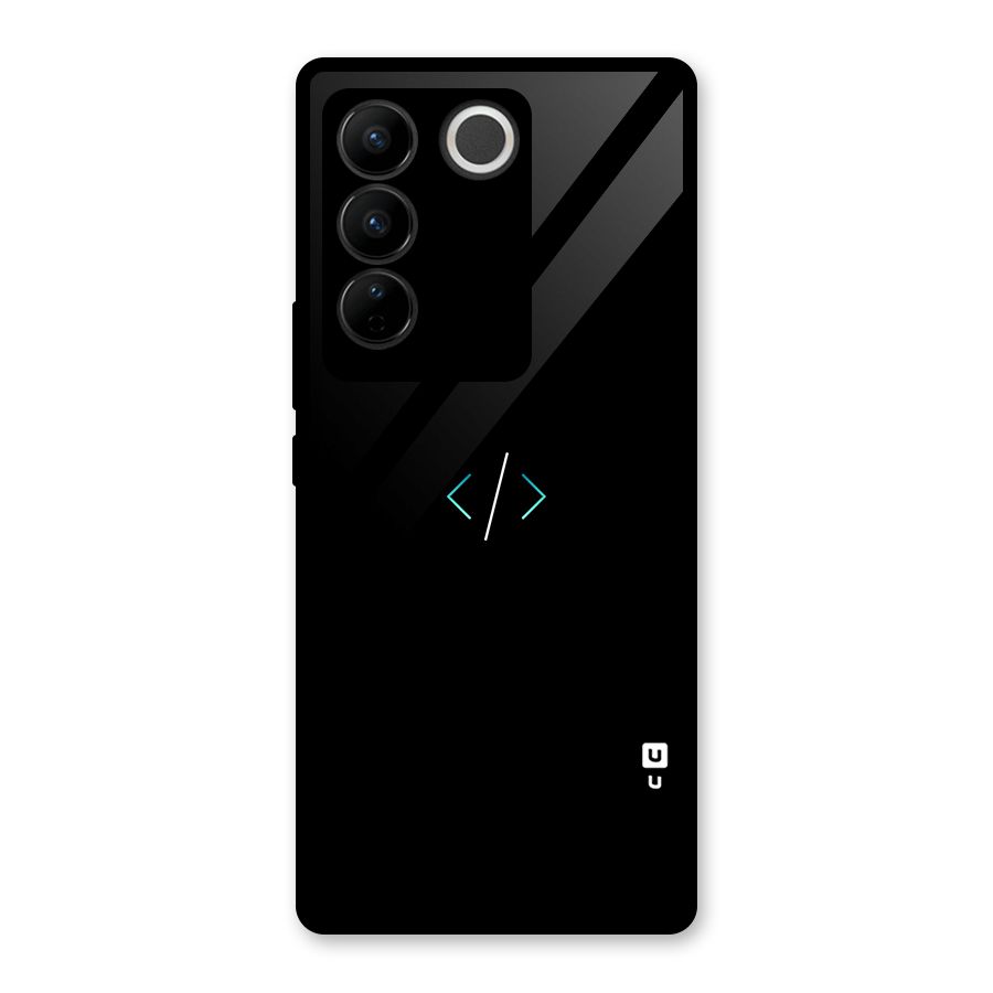 Minimal Dark Coding Glass Back Case for Vivo V27