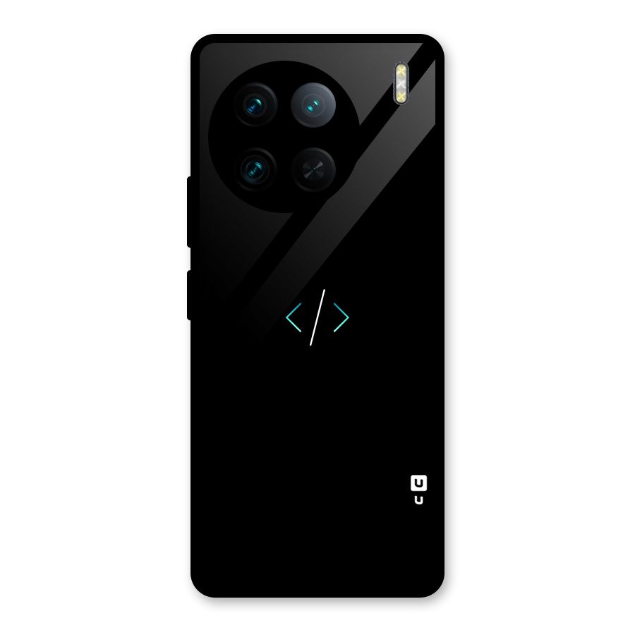 Minimal Dark Coding Glass Back Case for Vivo X90 Pro