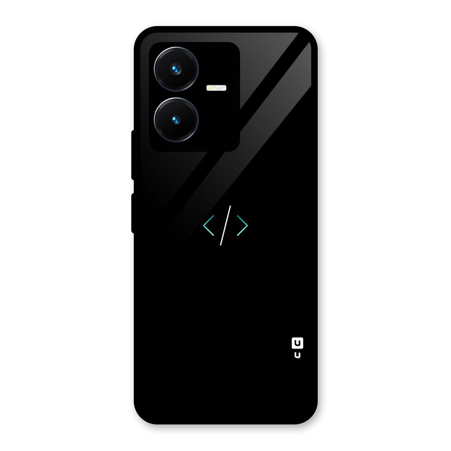 Minimal Dark Coding Glass Back Case for Vivo Y22s