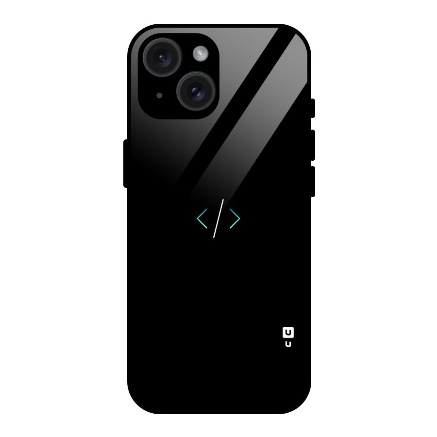 Minimal Dark Coding Glass Back Case for iPhone 15