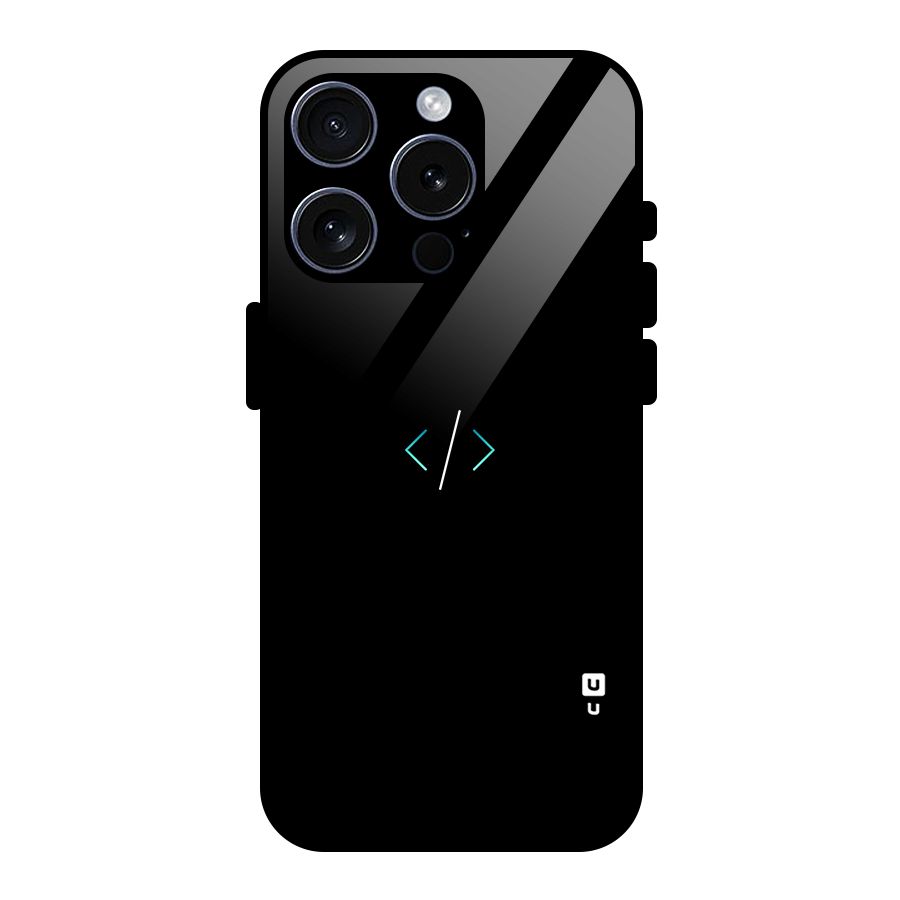 Minimal Dark Coding Glass Back Case for iPhone 15 Pro