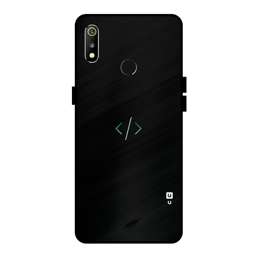 Minimal Dark Coding Metal Back Case for Realme 3i