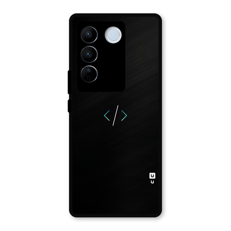 Minimal Dark Coding Metal Back Case for Vivo V27 Pro