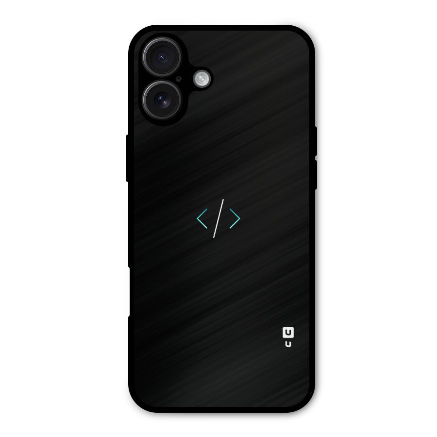 Minimal Dark Coding Metal Back Case for iPhone 16 Plus