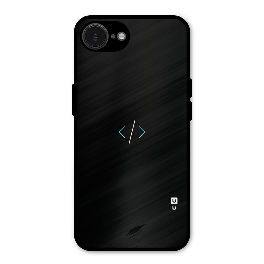 Minimal Dark Coding Metal Back Case for iPhone 16e
