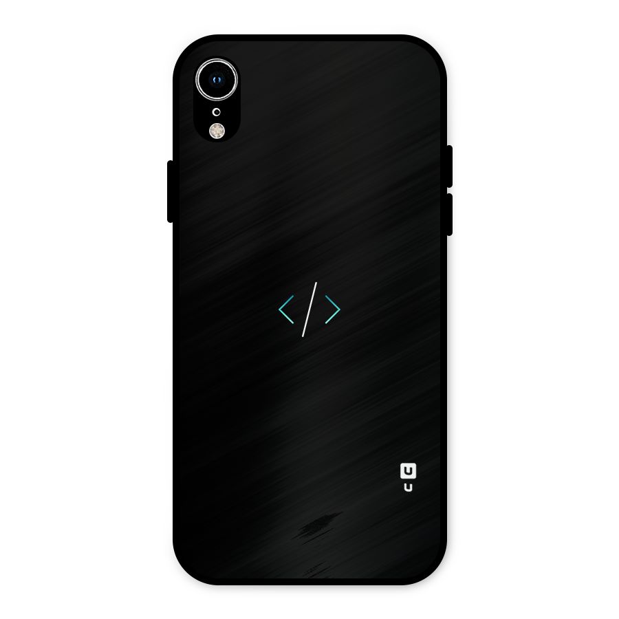 Minimal Dark Coding Metal Back Case for iPhone XR
