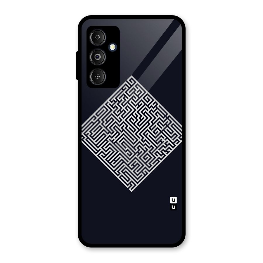 Minimal Maze Pattern Glass Back Case for Galaxy M14 5G