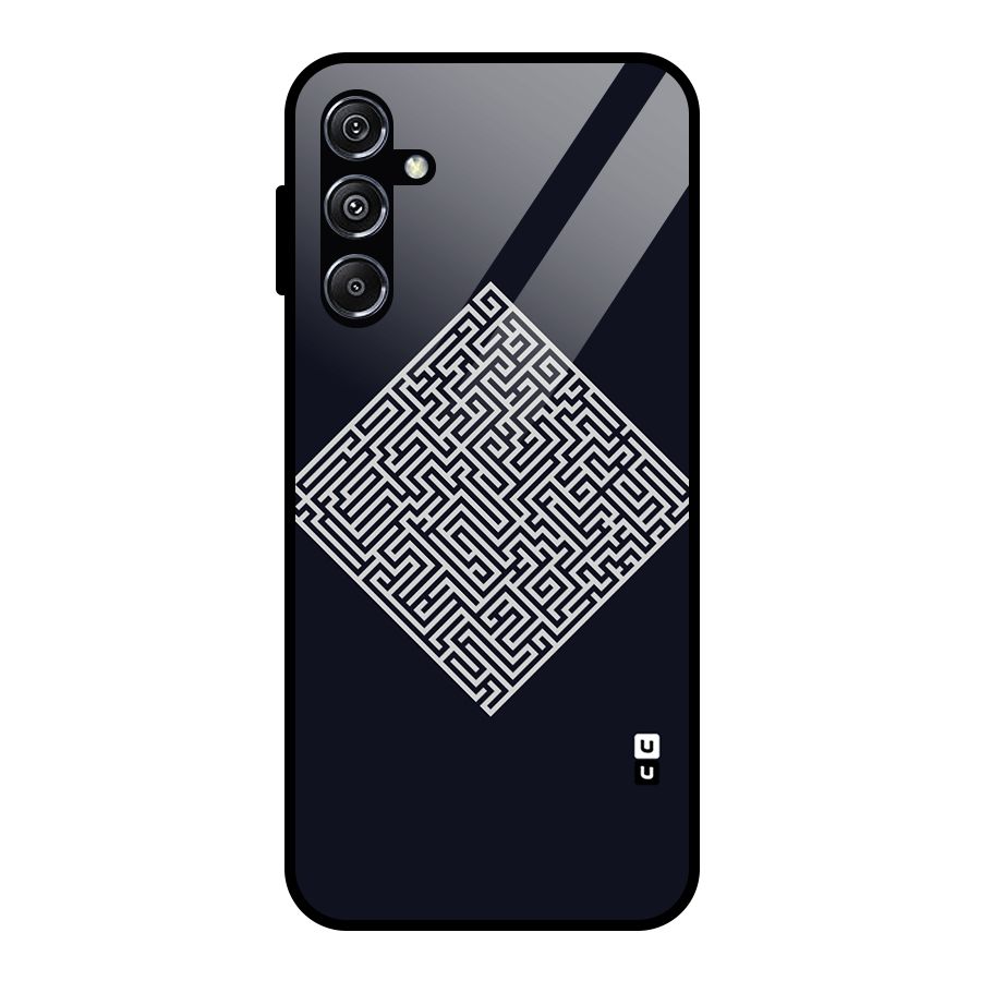 Minimal Maze Pattern Glass Back Case for Galaxy M34 5G
