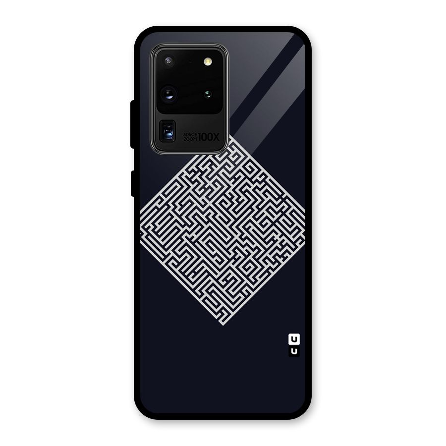 Minimal Maze Pattern Glass Back Case for Galaxy S20 Ultra