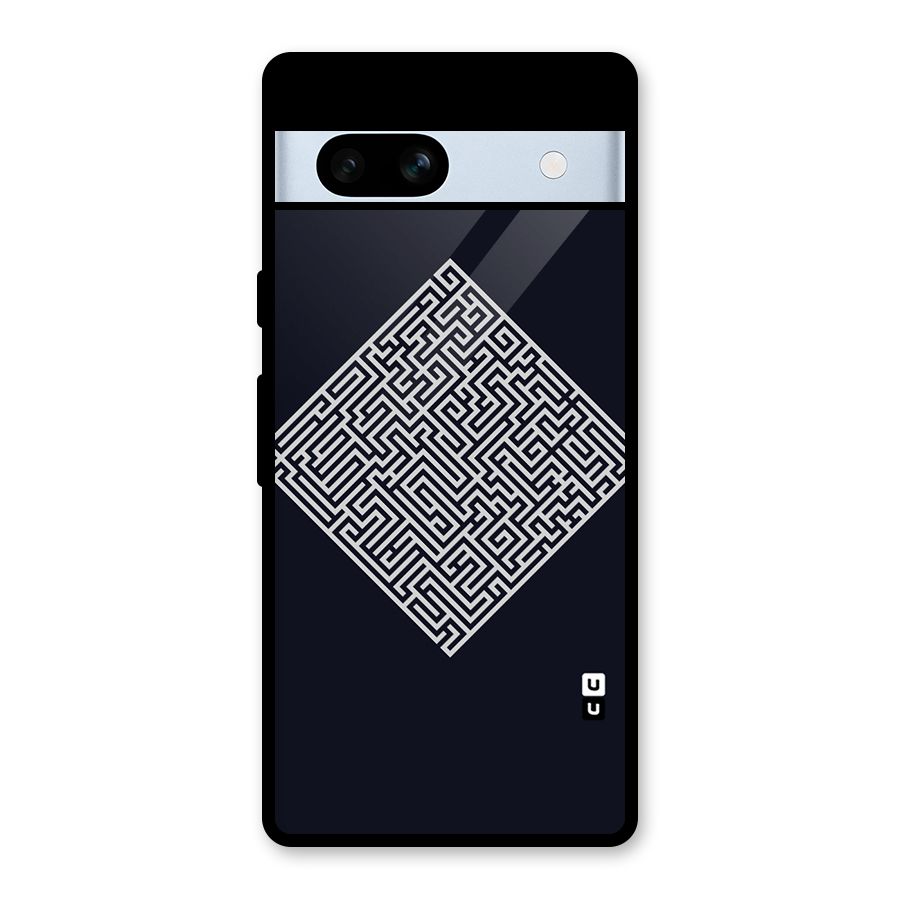 Minimal Maze Pattern Glass Back Case for Google Pixel 7a