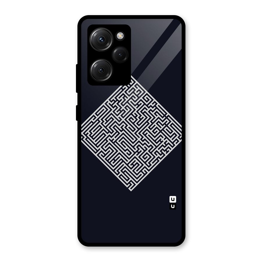 Minimal Maze Pattern Glass Back Case for Poco X5 Pro
