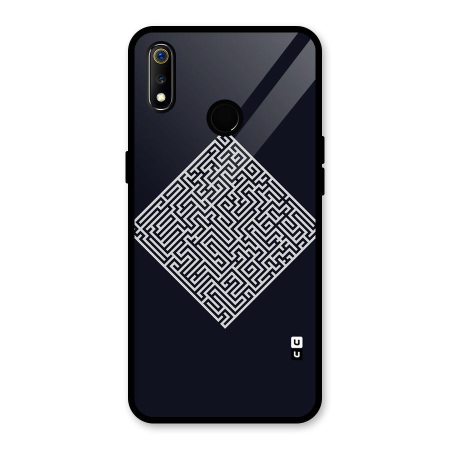 Minimal Maze Pattern Glass Back Case for Realme 3i