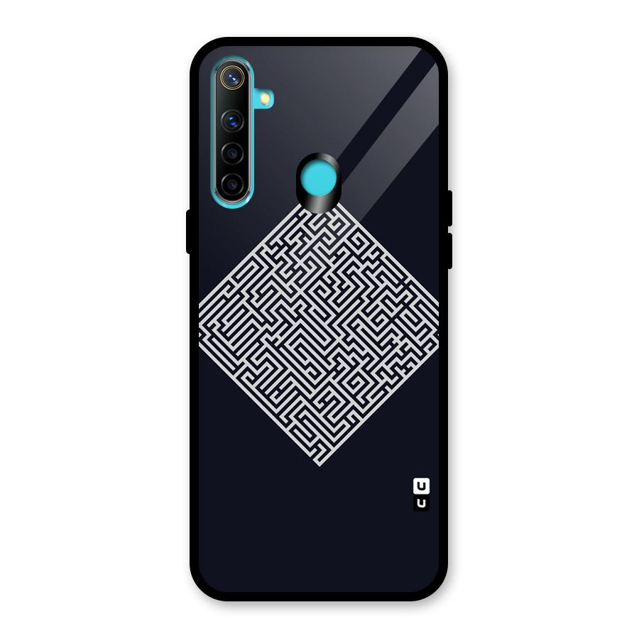 Minimal Maze Pattern Glass Back Case for Realme 5