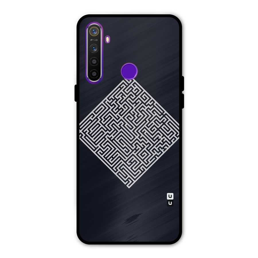 Minimal Maze Pattern Glass Back Case for Realme 5s