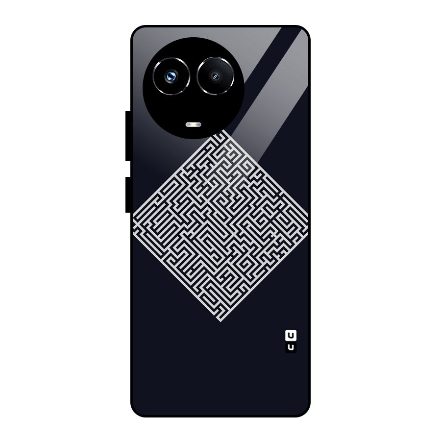 Minimal Maze Pattern Glass Back Case for Realme Narzo 60X