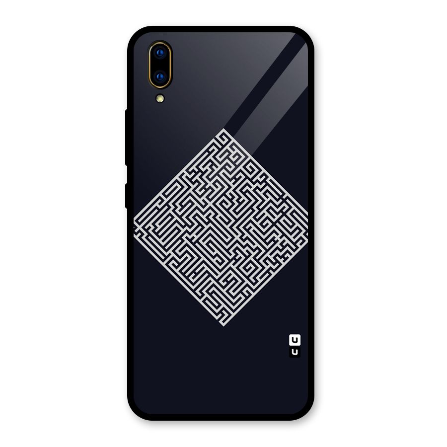 Minimal Maze Pattern Glass Back Case for Vivo V11 Pro