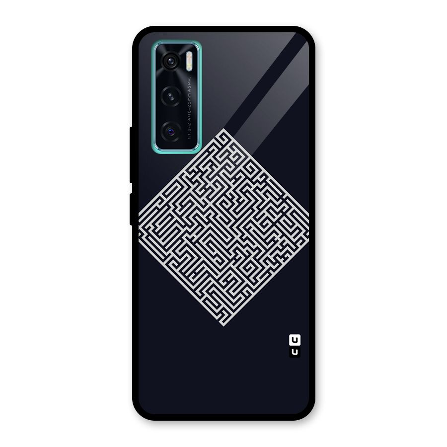 Minimal Maze Pattern Glass Back Case for Vivo V20 SE