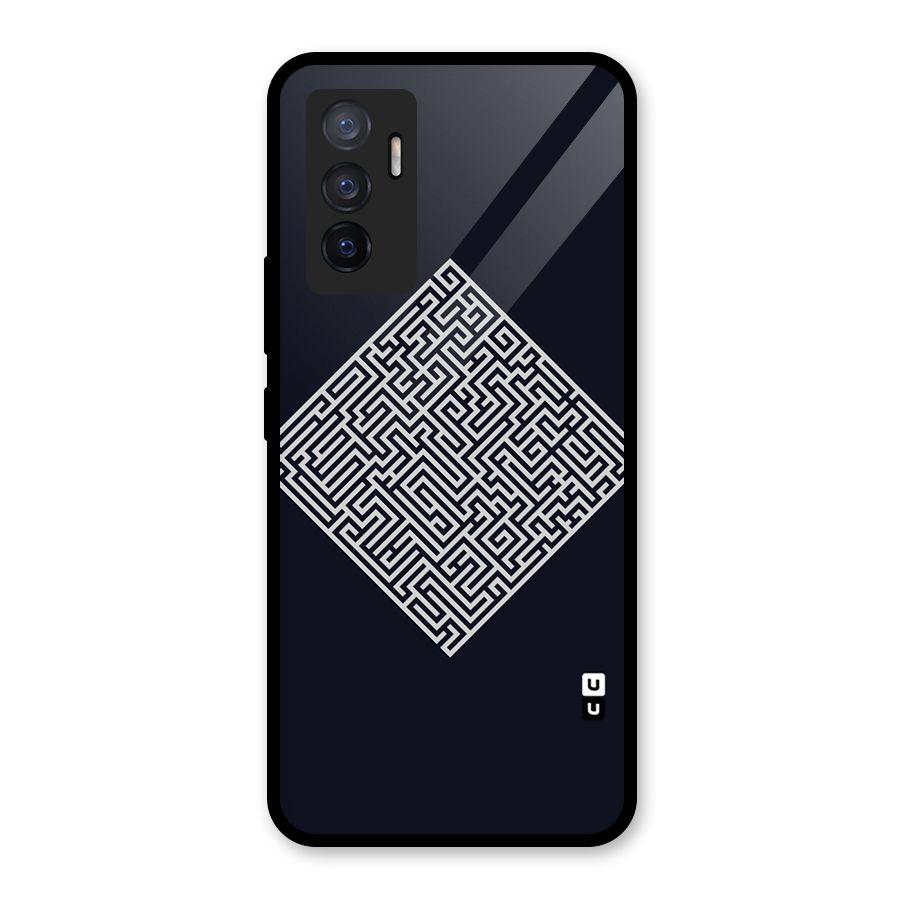 Minimal Maze Pattern Glass Back Case for Vivo V23e