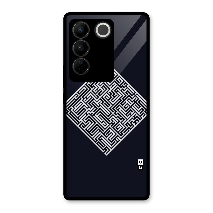 Minimal Maze Pattern Glass Back Case for Vivo V27