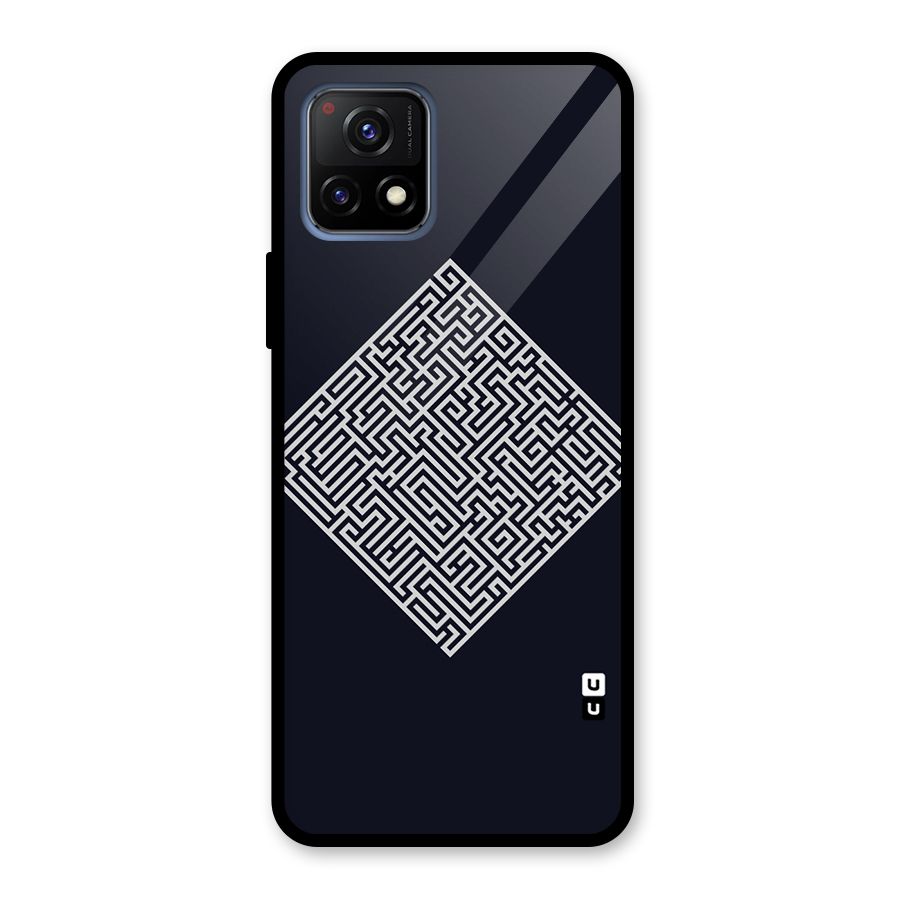 Minimal Maze Pattern Glass Back Case for Vivo Y72 5G