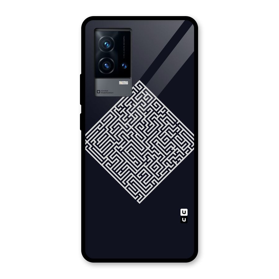 Minimal Maze Pattern Glass Back Case for iQOO 9 5G