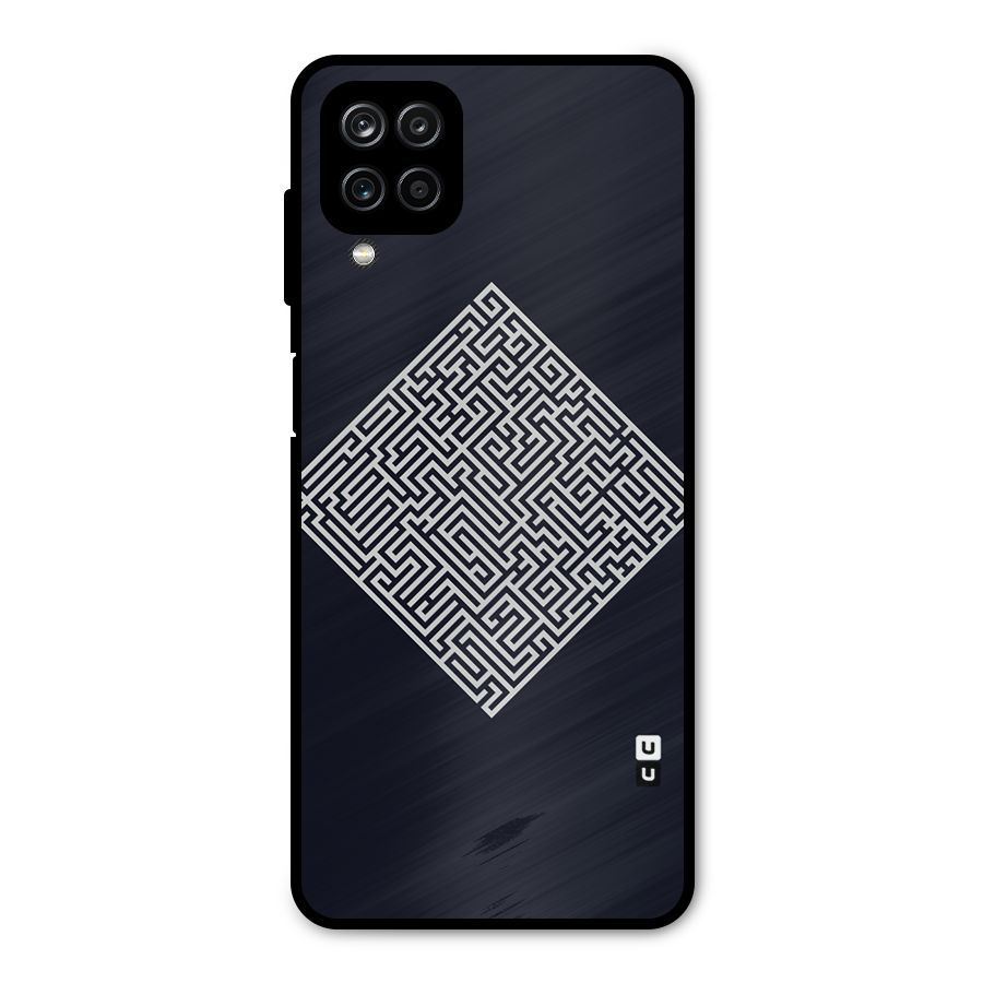 Minimal Maze Pattern Metal Back Case for Galaxy A12