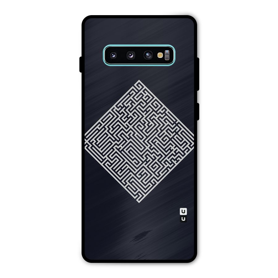 Minimal Maze Pattern Metal Back Case for Galaxy S10 Plus