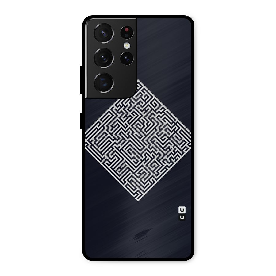 Minimal Maze Pattern Metal Back Case for Galaxy S21 Ultra 5G