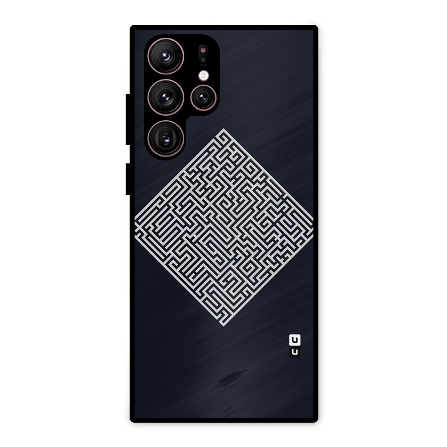 Minimal Maze Pattern Metal Back Case for Galaxy S22 Ultra 5G