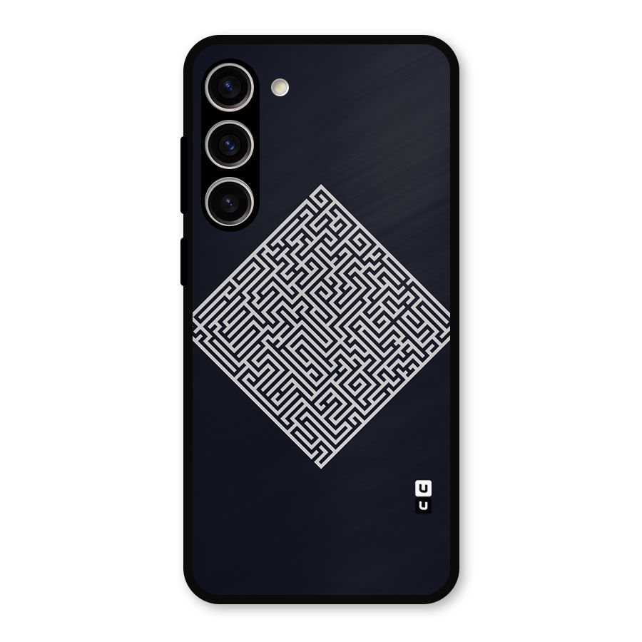 Minimal Maze Pattern Metal Back Case for Galaxy S23 Plus