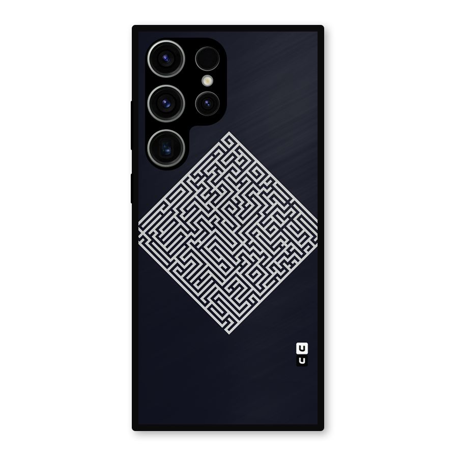 Minimal Maze Pattern Metal Back Case for Galaxy S23 Ultra