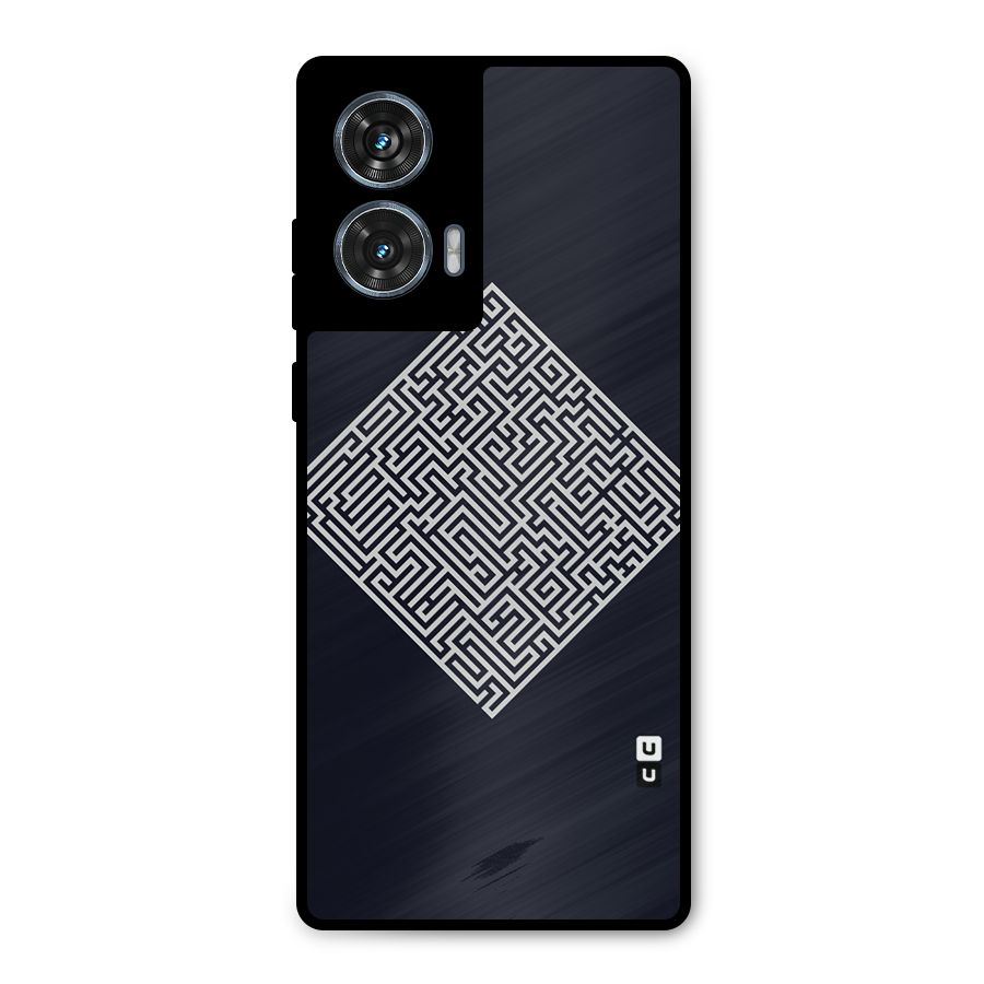 Minimal Maze Pattern Metal Back Case for Motorola Edge 50 Fusion
