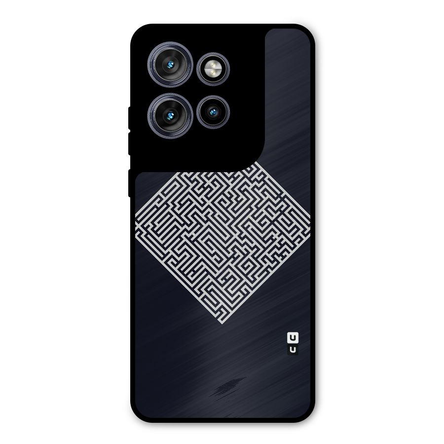 Minimal Maze Pattern Metal Back Case for Motorola Edge 50 Neo