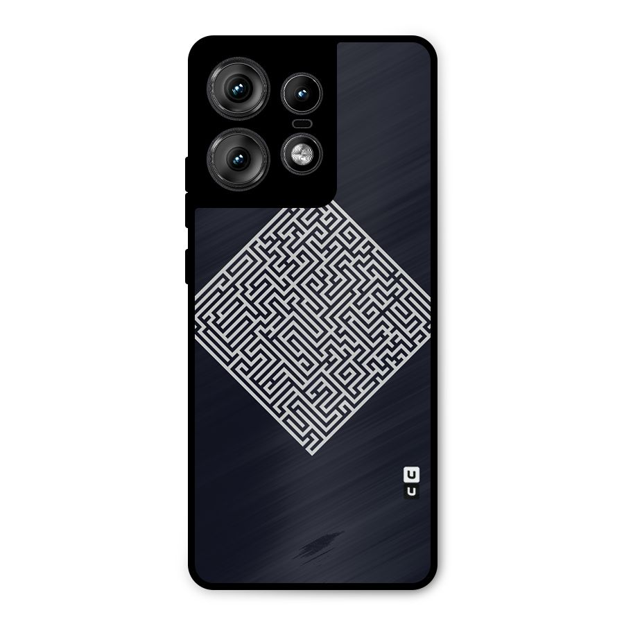 Minimal Maze Pattern Metal Back Case for Motorola Edge 50 Pro