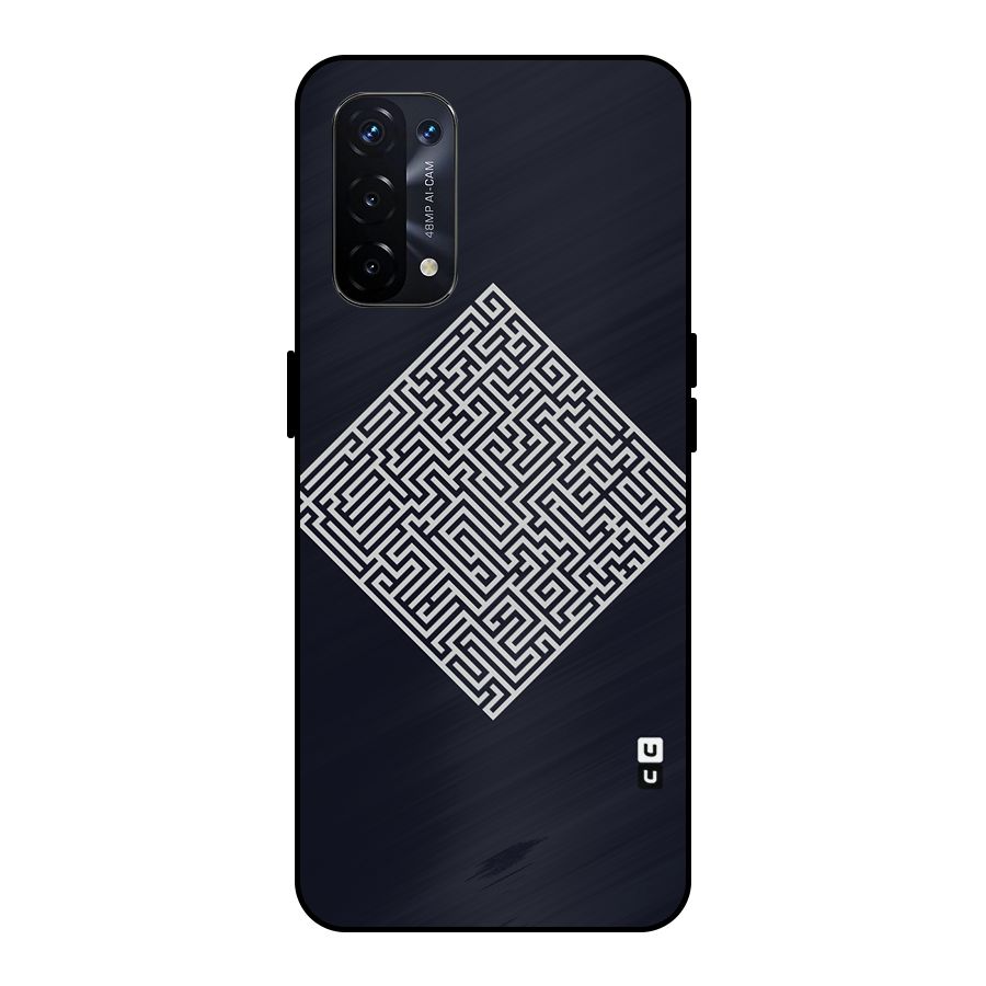Minimal Maze Pattern Metal Back Case for Oppo A74 5G