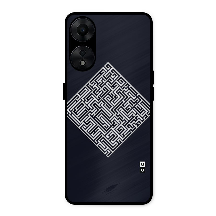 Minimal Maze Pattern Metal Back Case for Oppo A78 5G