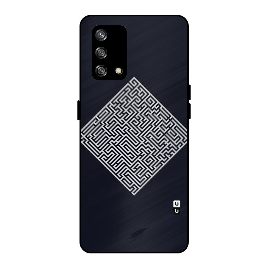 Minimal Maze Pattern Metal Back Case for Oppo F19