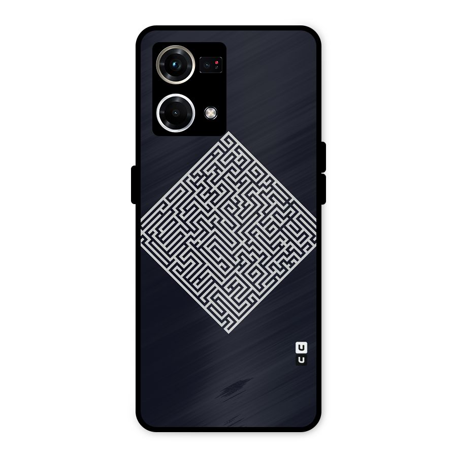 Minimal Maze Pattern Metal Back Case for Oppo F21 Pro 4G