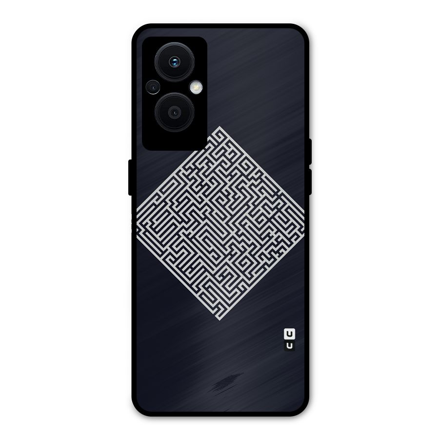 Minimal Maze Pattern Metal Back Case for Oppo F21s Pro 5G