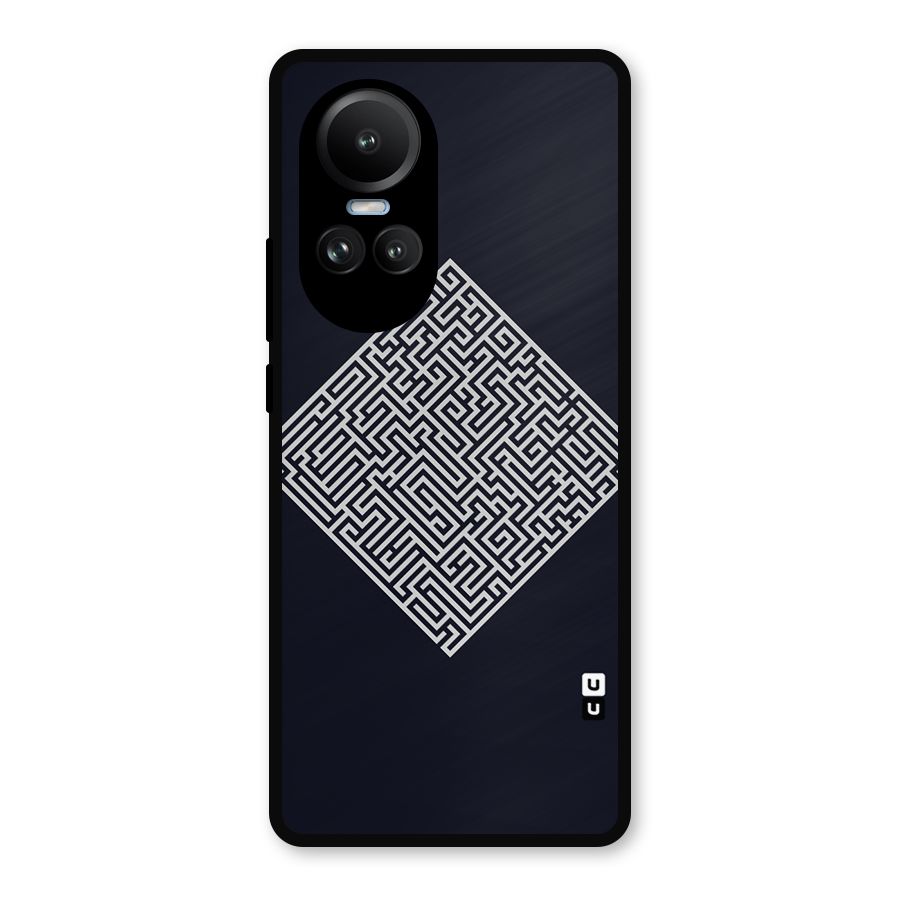 Minimal Maze Pattern Metal Back Case for Oppo Reno10 Pro