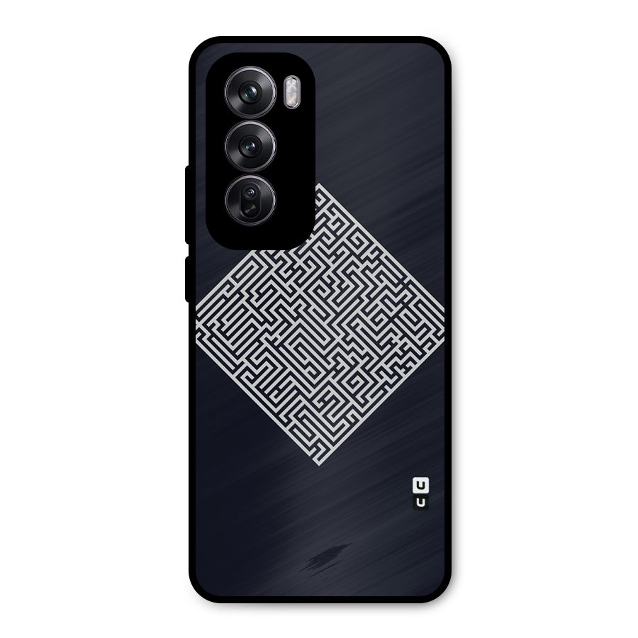 Minimal Maze Pattern Metal Back Case for Oppo Reno12 Pro